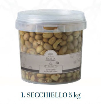 Olive verdi schiacciate alla contadina piccanti 5000gr Antica Sicilia